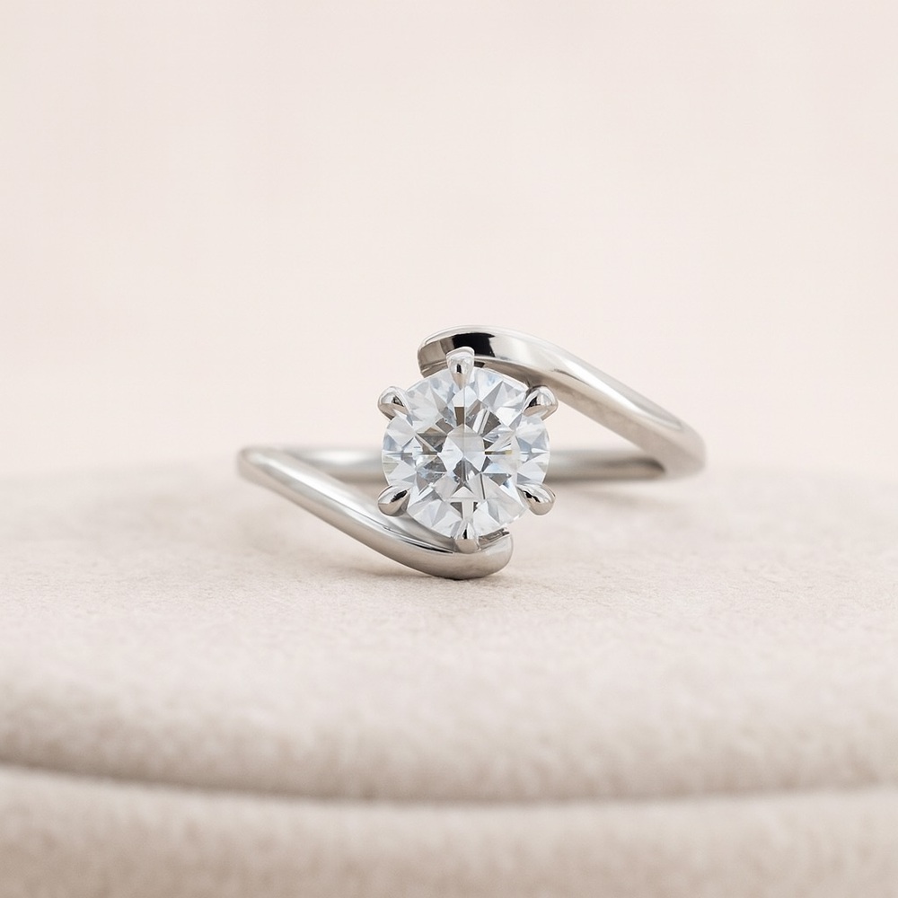 Moissanite Ring 1.5ct Round D VVS1 Solitaire Engagement Style